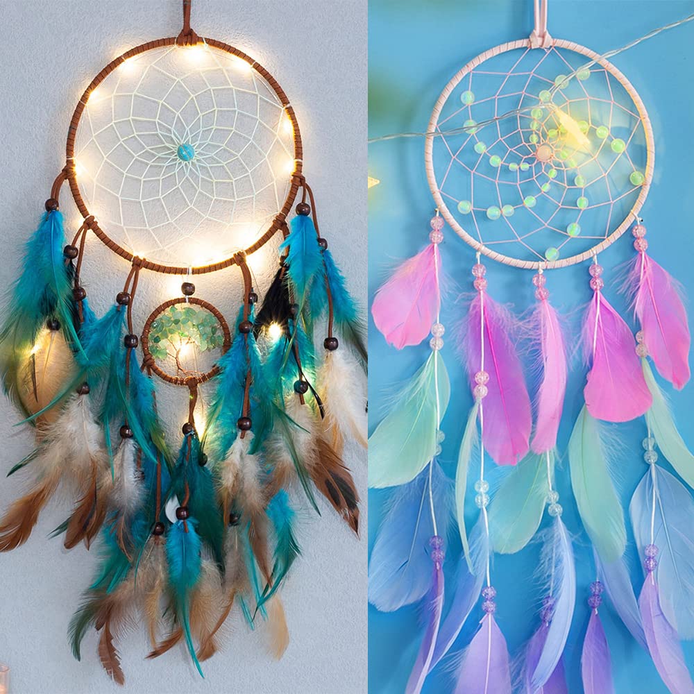 Amazon.com: 2 Pcs Dream Catchers, Blue Tree of Life and Pink